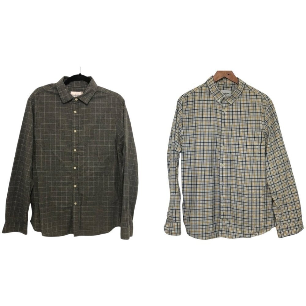 GOODFELLOW Shirts Men's L/XL Gray Yellow Multicolor Button Down Striped Bundle